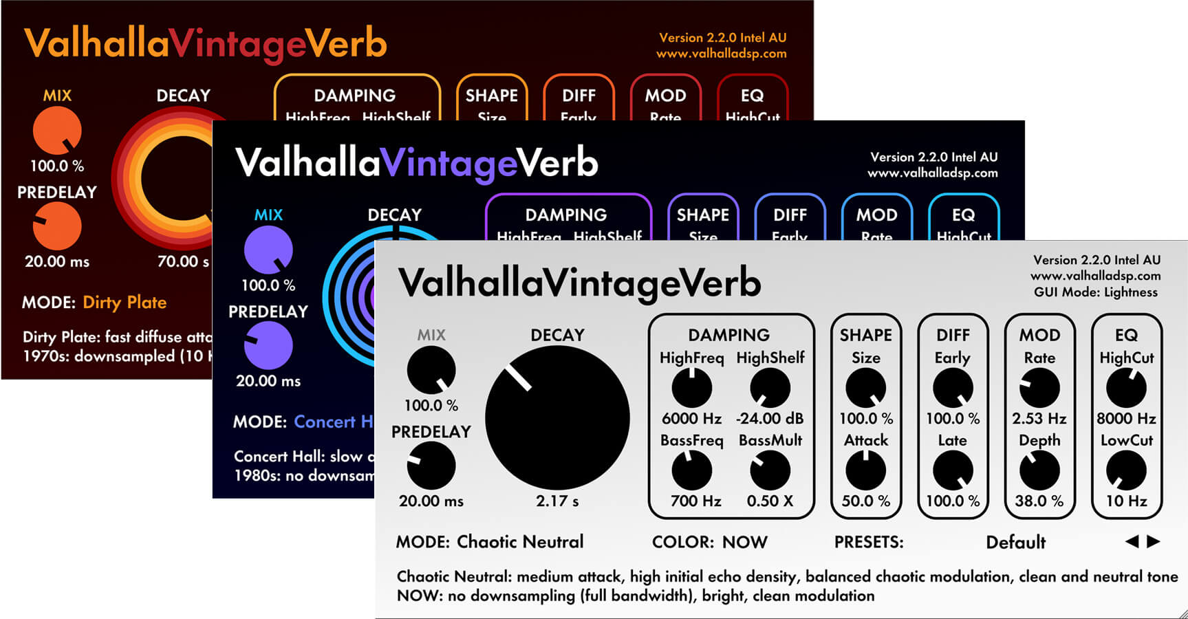 Valhalla VintageVerb colors