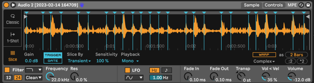 Slicing an audio sample