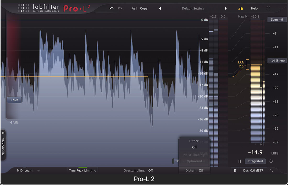 Fabfilter Pro L2 loudness metering